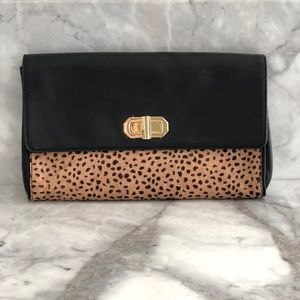 Banana Republic leopard/calf hair clutch